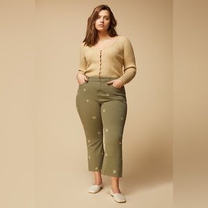 Warp + Weft PSP Palm Springs Cropped Bootcut Jean in olive, size 16